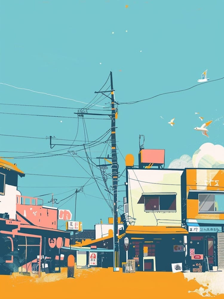 Tsukiji Fish Market Tokyo 3 Colourful Illustration