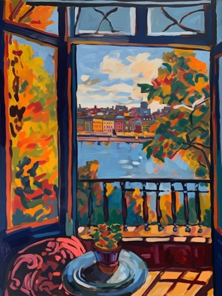 Window View Of London In The Style Of Fauvist 1