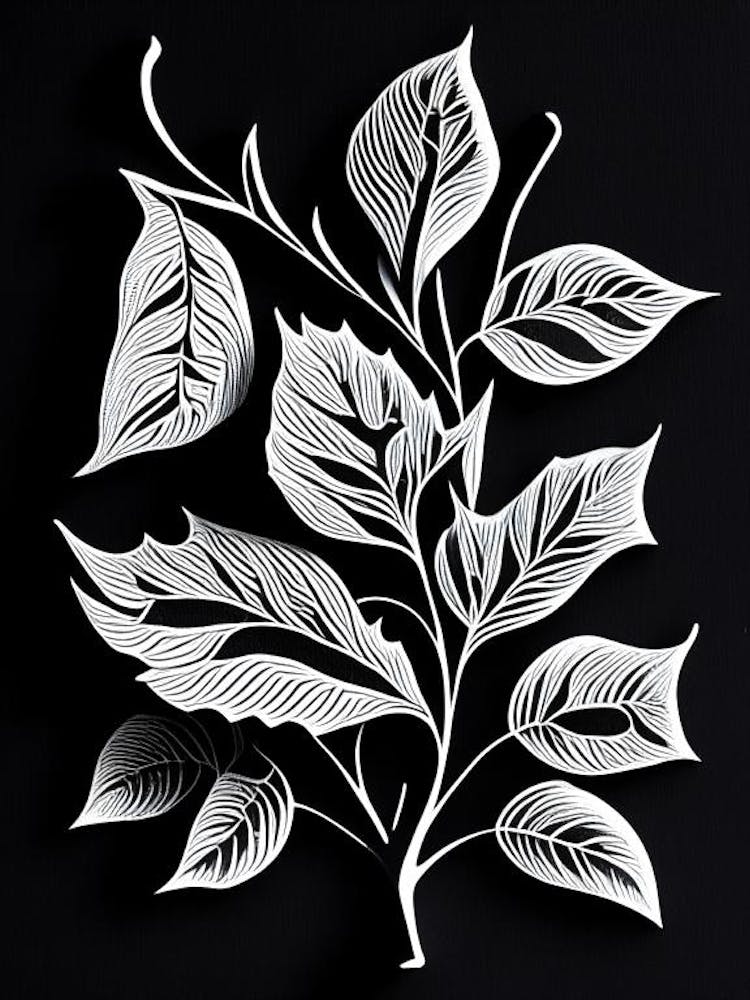 Cherry Leaf Linocut 1