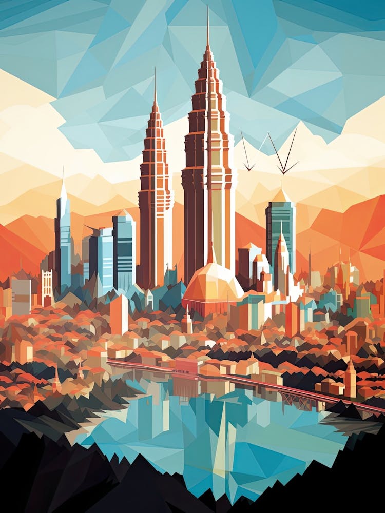 Kuala Lumpur, Malaysia, Geometric Illustration 4