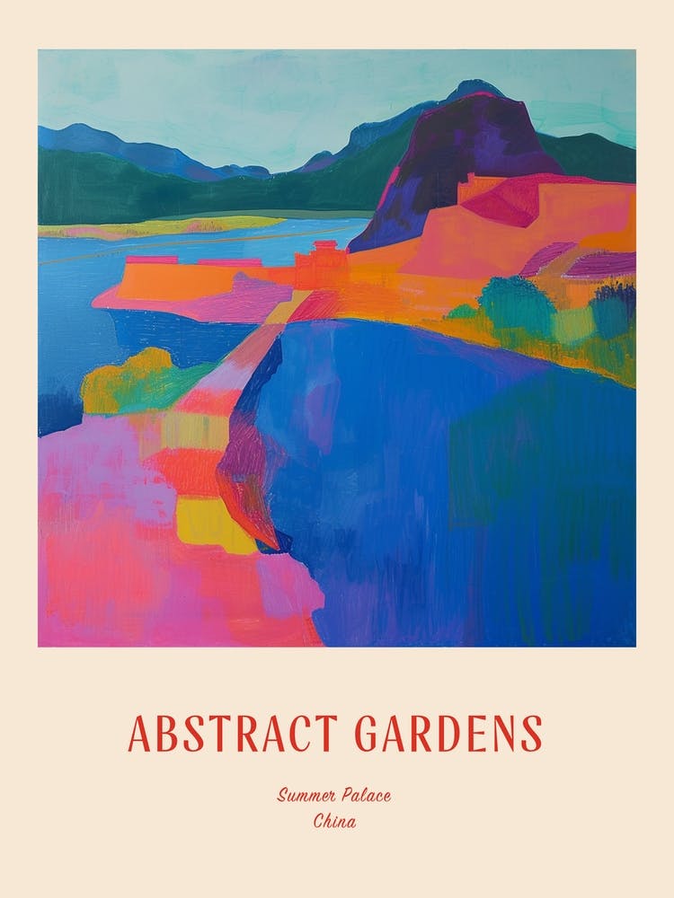 Colourful Gardens Summer Palace China 2 Red Poster