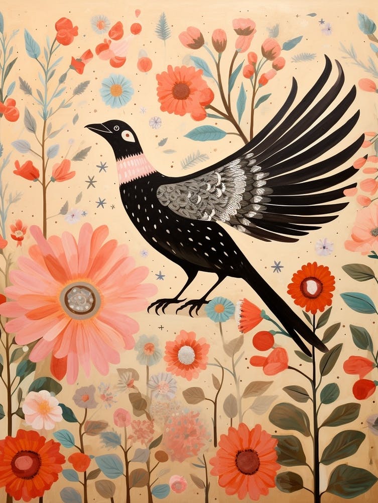 Magpie 6 Detailed Bird Painting