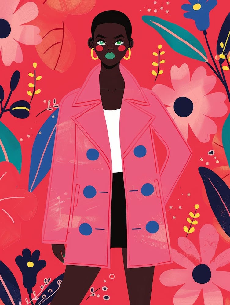African Girl In Pink Coat