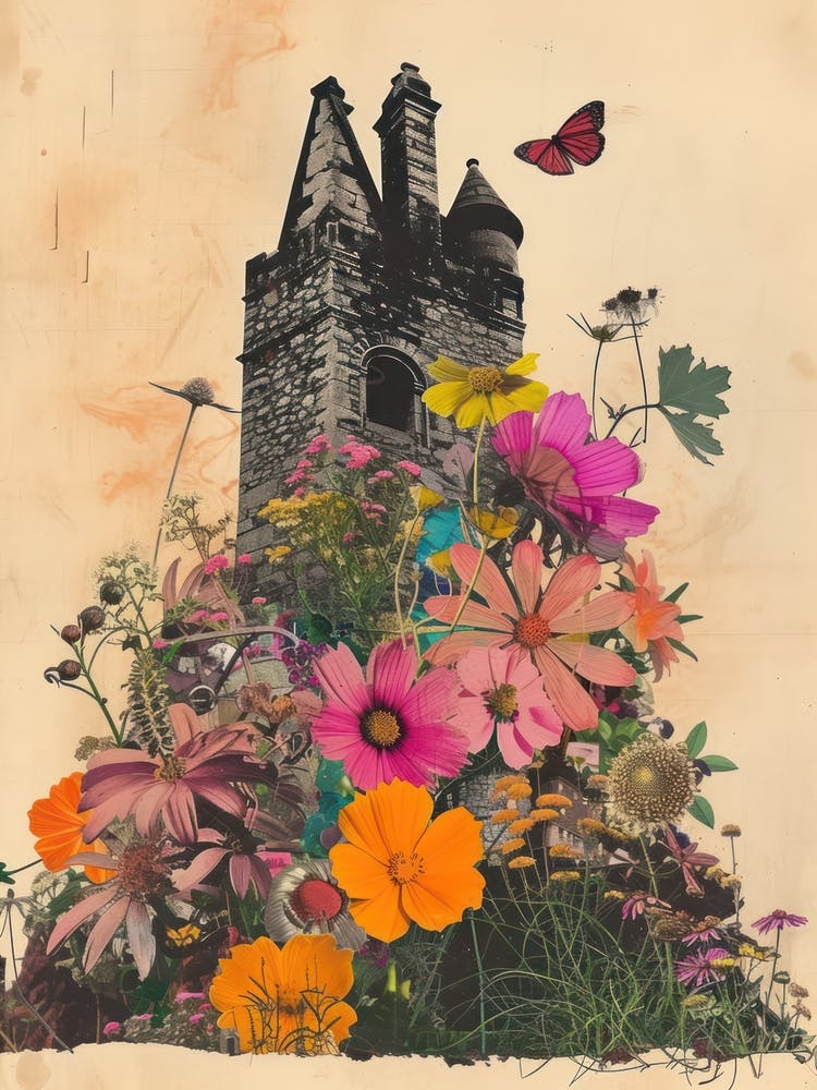 Ireland   Floral Retro Collage Style 2