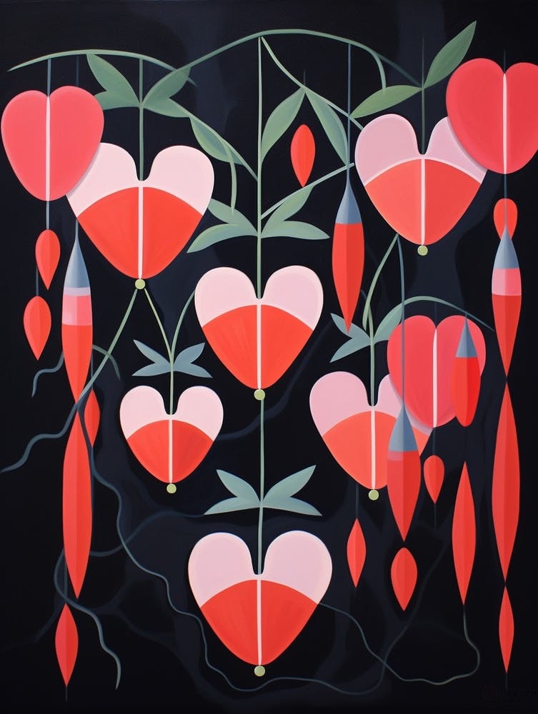 Bleeding Heart Dicentra 4 Hilma Af Klint Inspired Flower Illustration