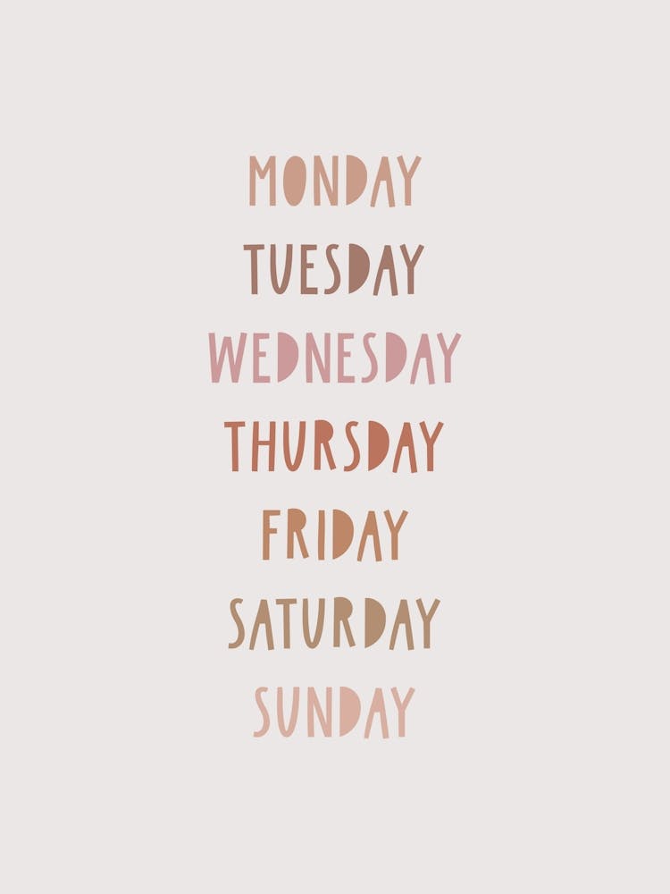 Monday Tuesday Friday, Nursery Wall Art for Kids