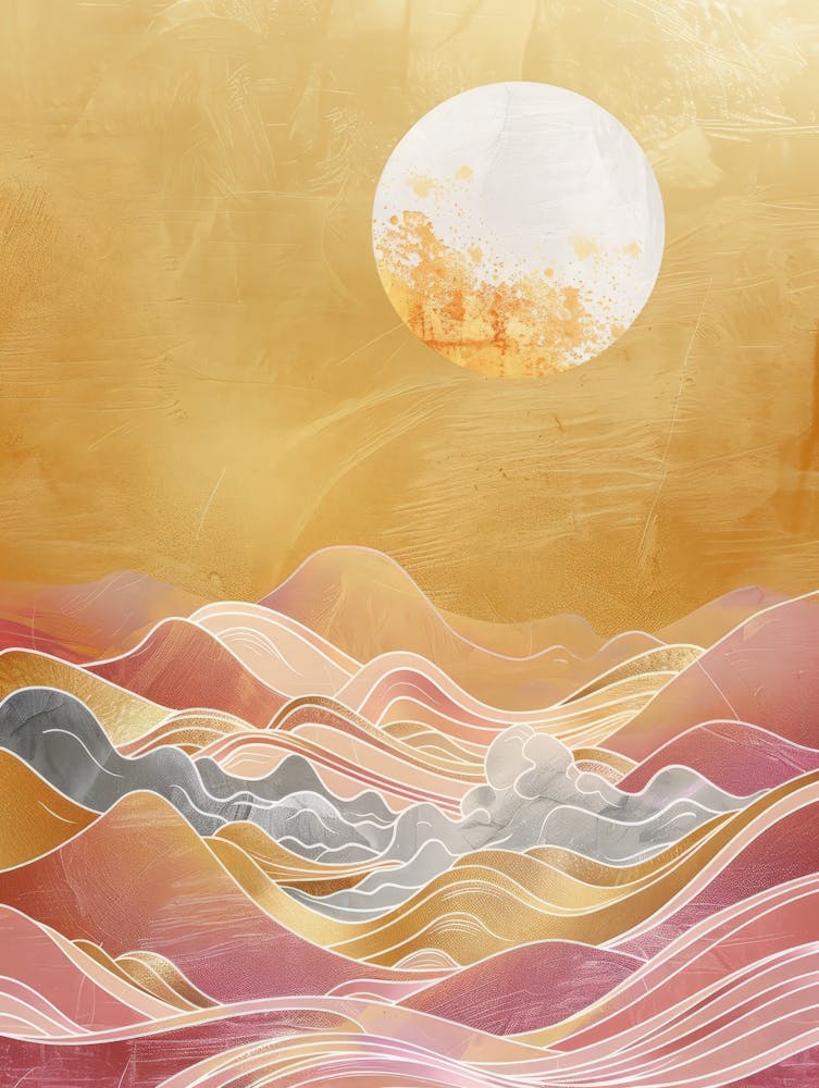 Golden Abstract Landscape Painting
