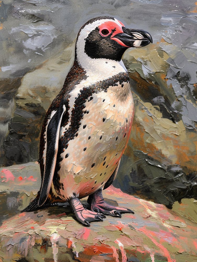 African Penguin Deception Island Oil Painting 3