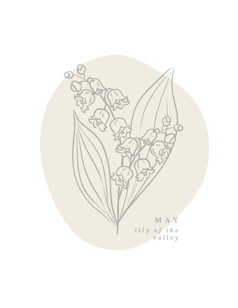 May Lily of the Valley  Birth Flower | Neutral Florals