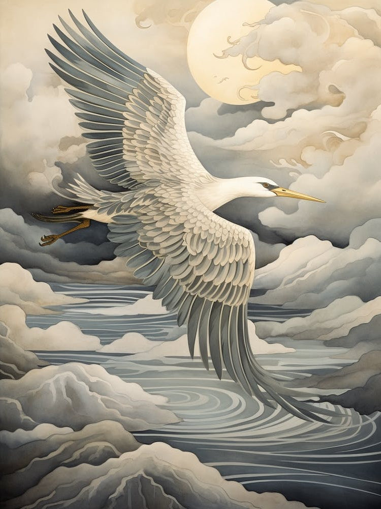 Egret 3 Gold Detail Painting