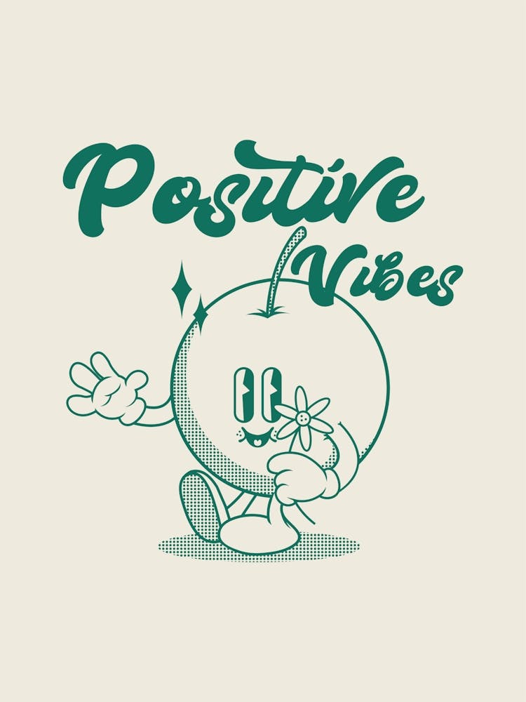 Retro Wall Art Vintage Decor Retro Cartoon Printable Art Retro Vintage Wall Art Positive Vibes Trendy Retro Poster