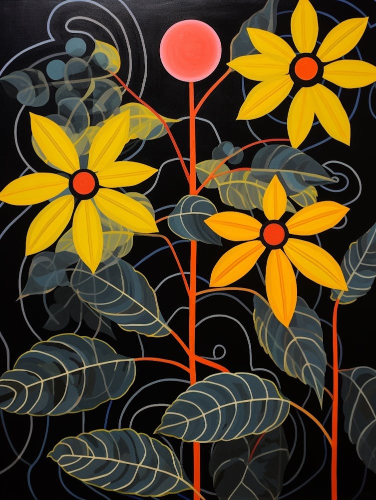 Black Eyed Susan 1 Hilma Af Klint Inspired Flower Illustration