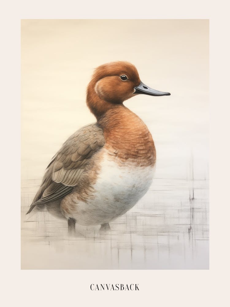 Vintage Bird Drawing Canvasback 3 Poster