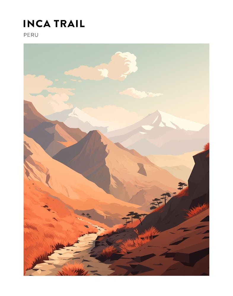 Inca Trail Peru Hiking Trail Landscape Poster