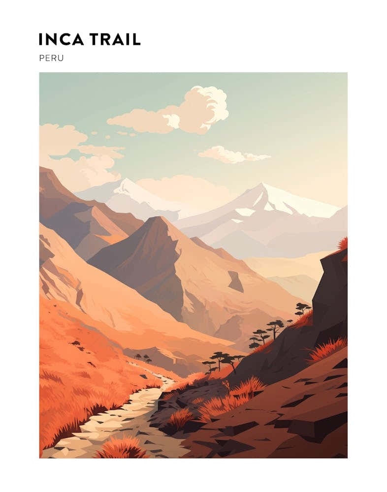 Inca Trail Peru Hiking Trail Landscape Poster