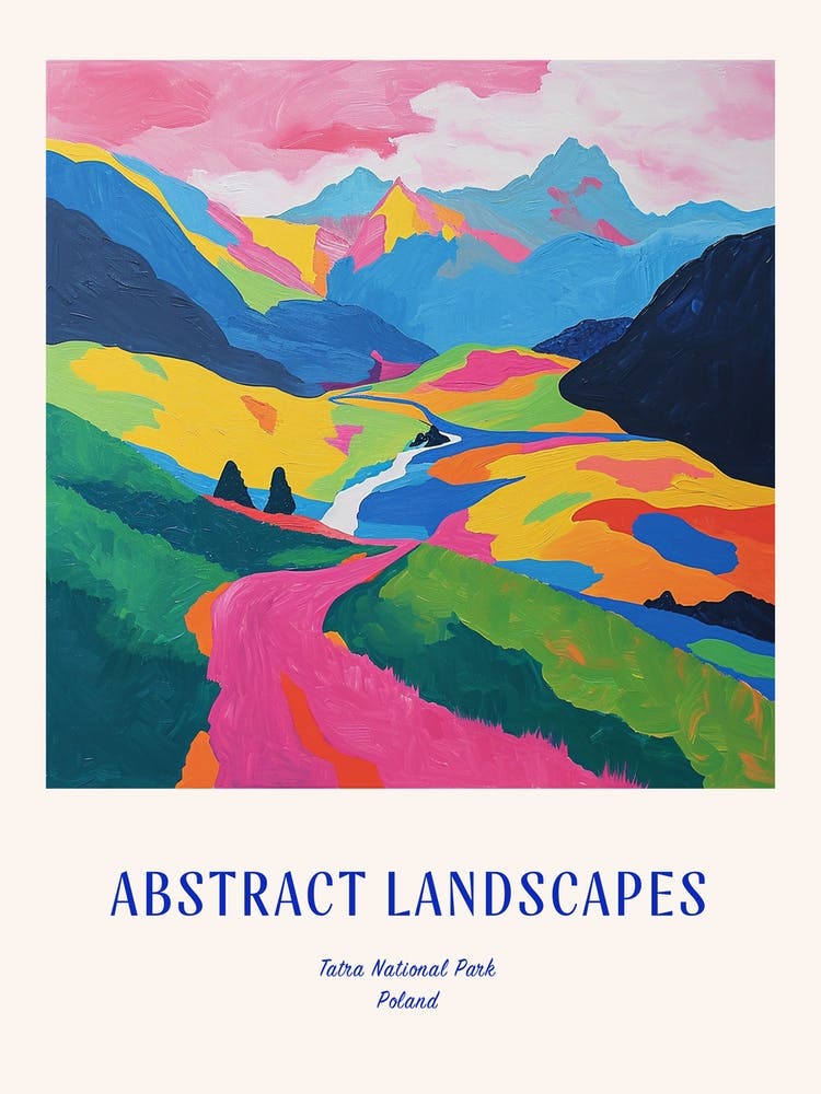 Colourful Abstract Tatra National Park Poland 2 Poster Blue