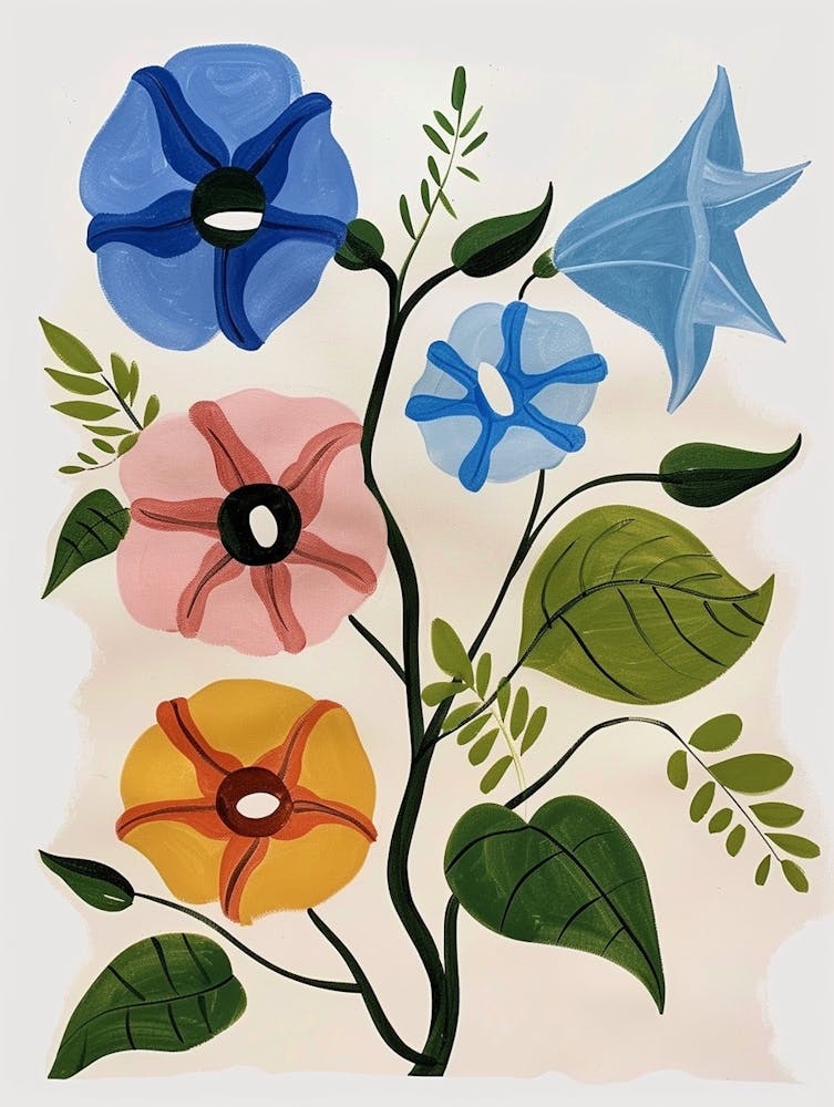Gemalte Blumen Prunkwinde 1