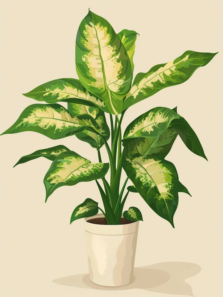 Dieffenbachia Plant Minimalist Illustration 8