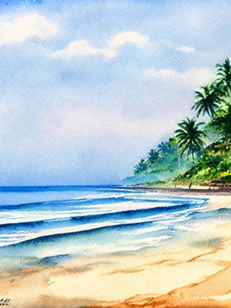 Colva Beach 3, Goa, India Watercolour