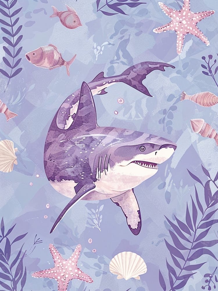 Purple Cookiecutter Shark Illustration 4