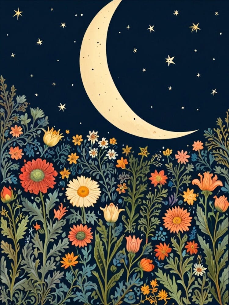 William Morris Moon And Flowers 51
