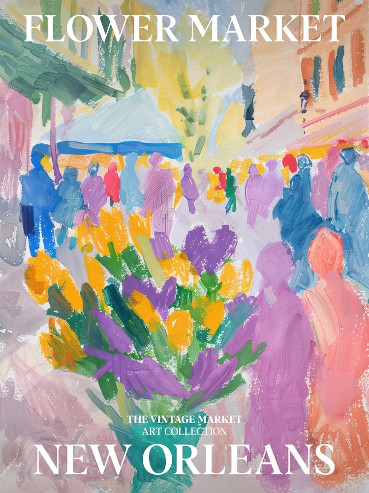 Vintage Flower Market Painting New Orleans