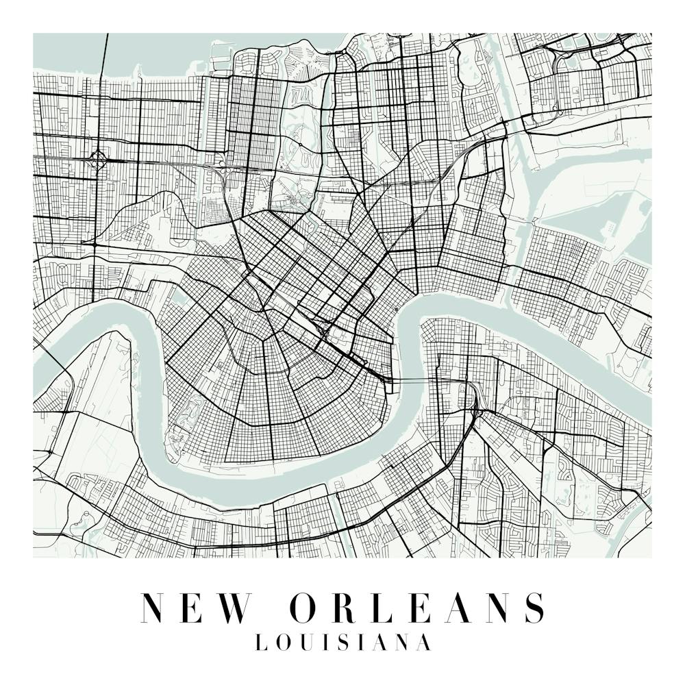 New Orleans Louisiana Street Map Minimal Color Square