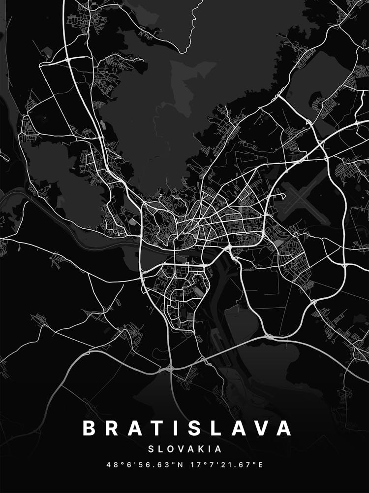Bratislava Slovakia Black Map 1