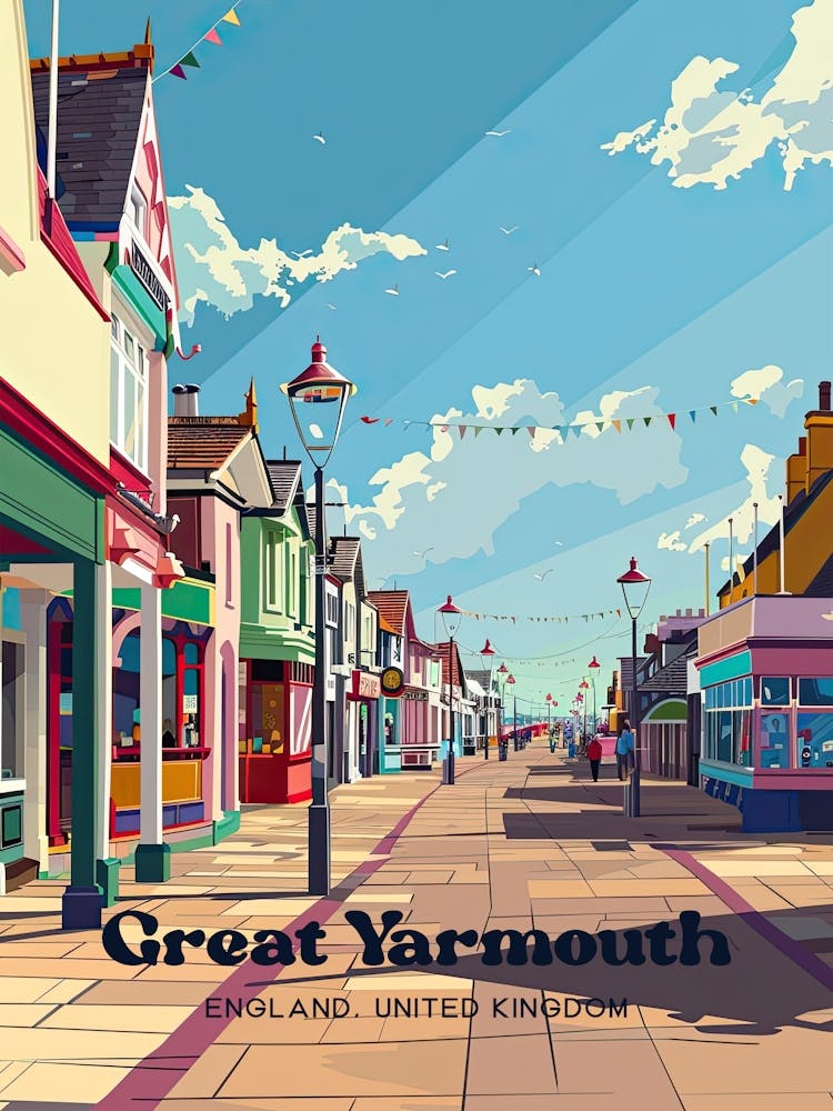 Great Yarmouth Southtown England Travel Illustration