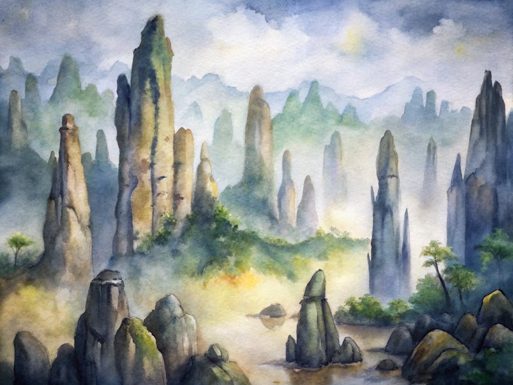A Minimalist Depiction Of The Stone Forest In Chin (1)