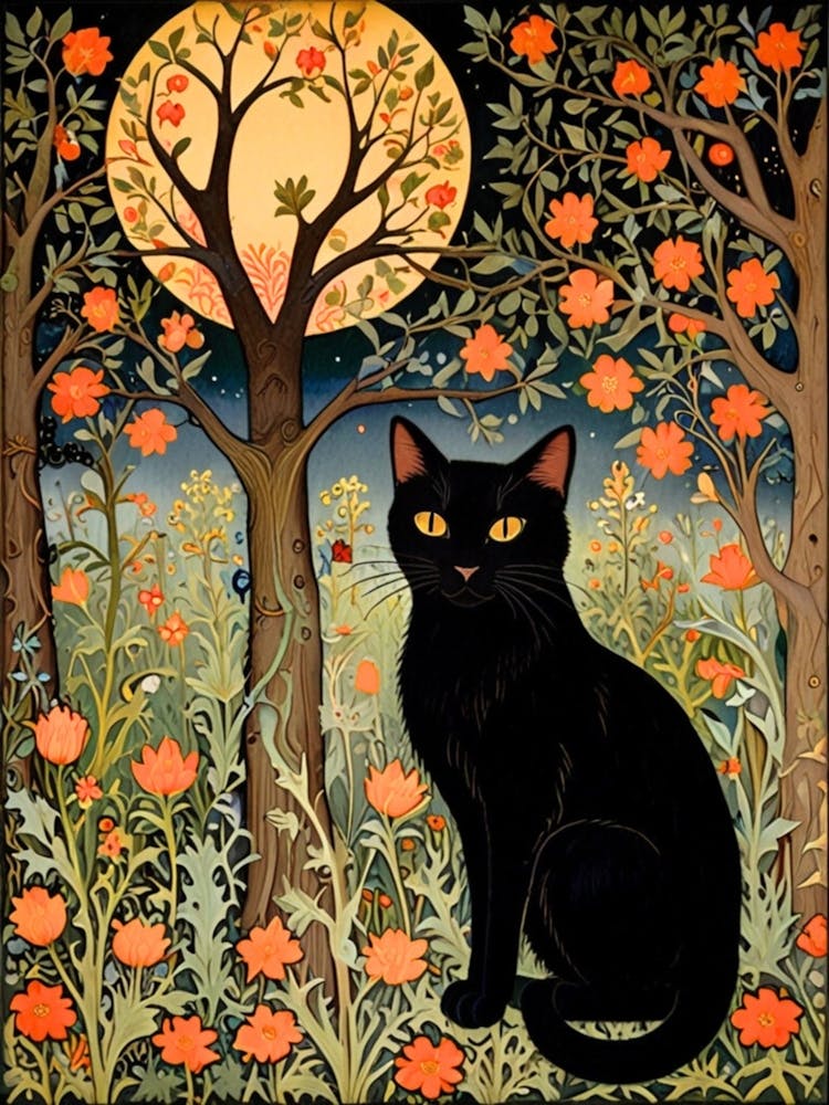 William Morris Black Cat In The Forest 43