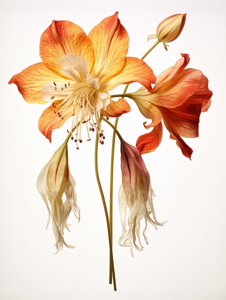 Art Botanique De Fleur Sauvage Pressée Columbine 1