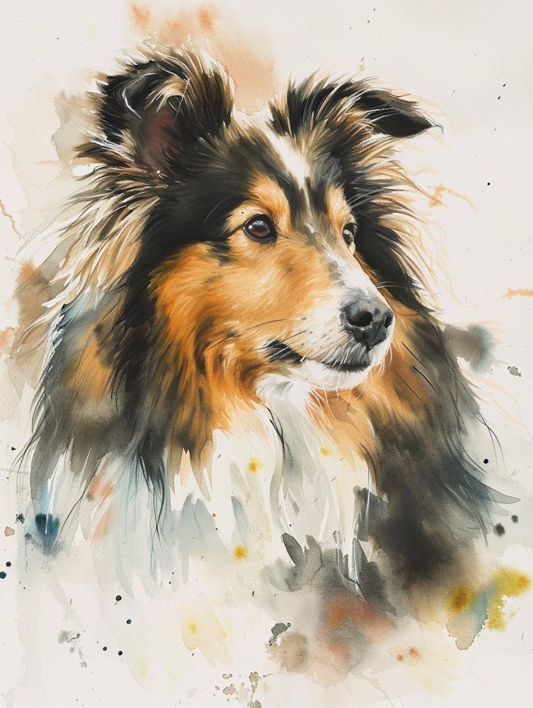 Shetland Sheepdog Watercolor Painting 3