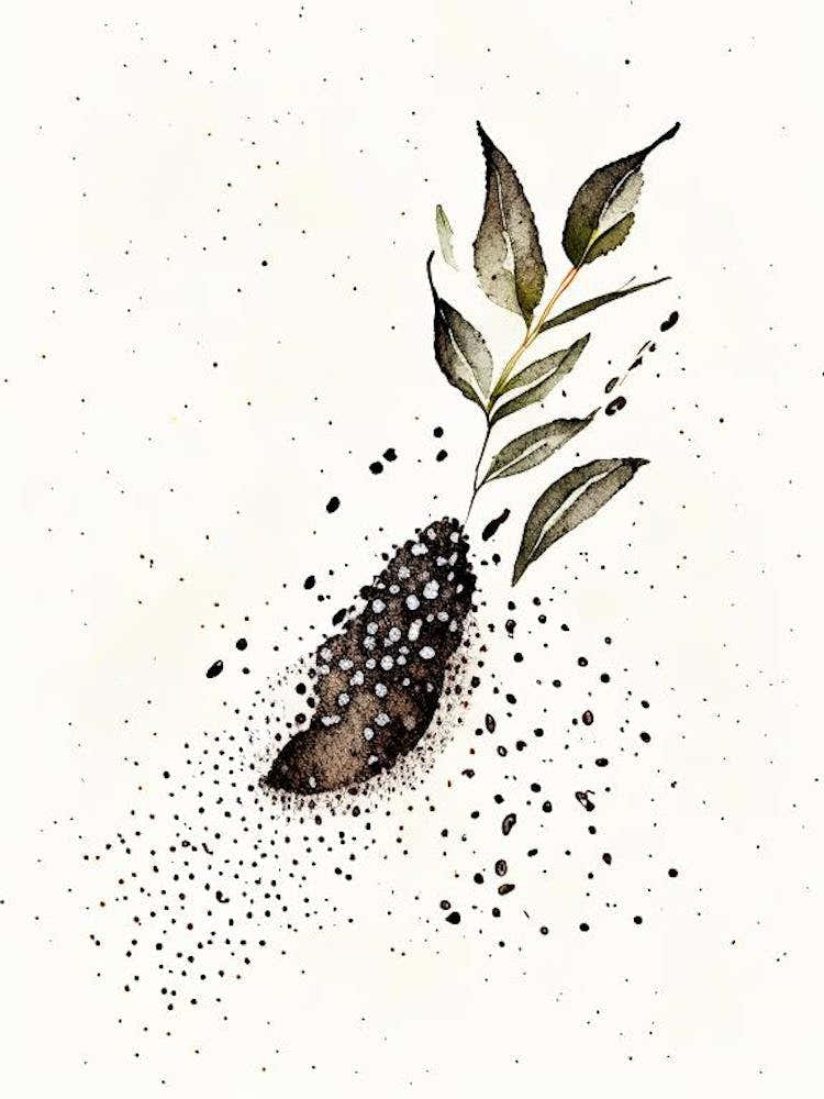 Black Pepper Herb Minimalist Watercolour