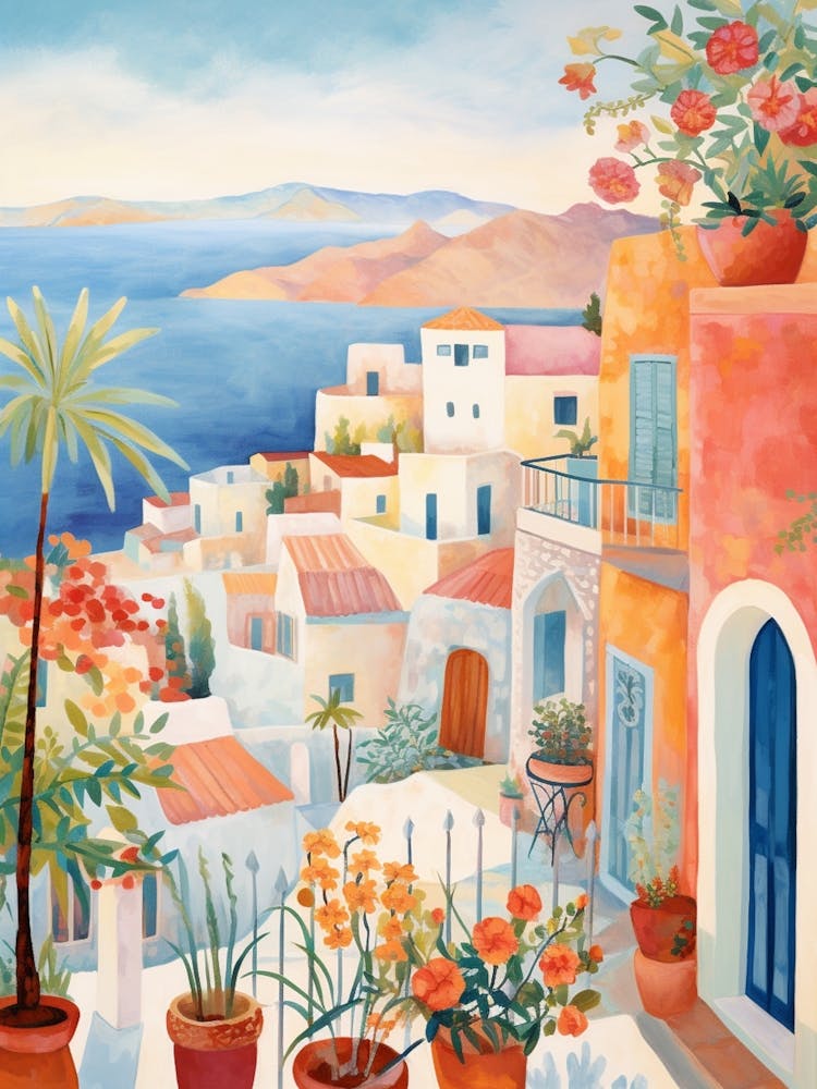 Santorini Greece Illustration