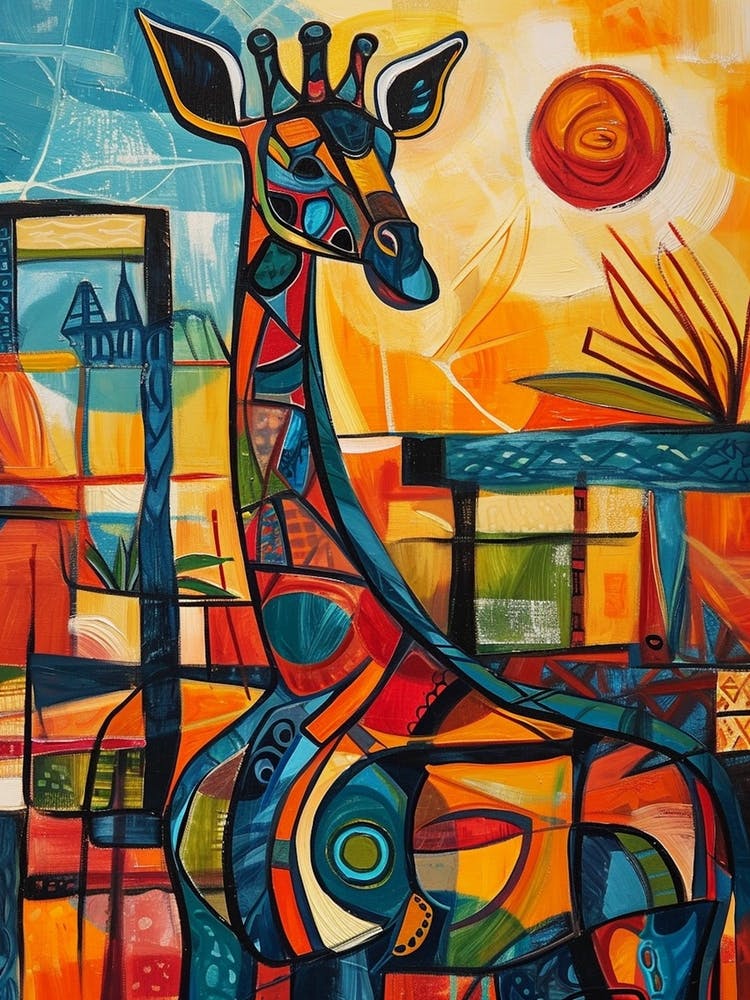 Colourful Giraffe Portrait 2