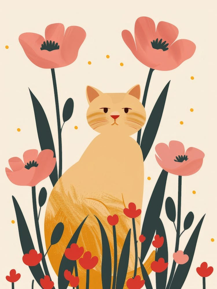 Cat In Flowers 4