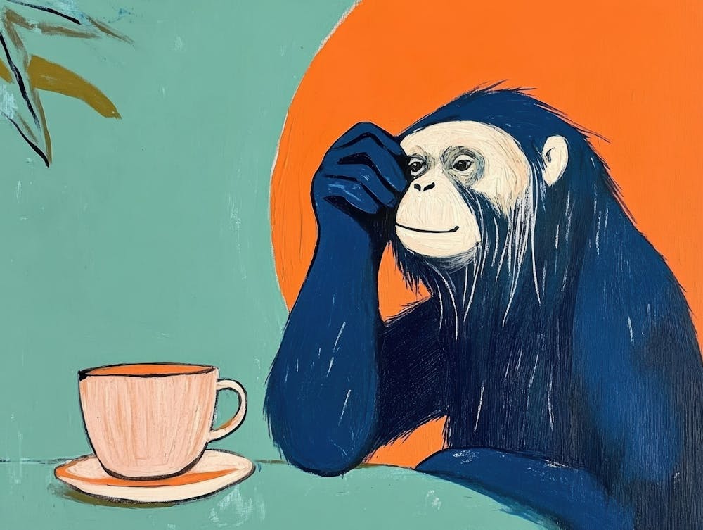 Monkey With A Cup Of Tea