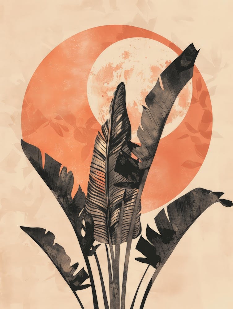 Moon And Leaves Canvas Print