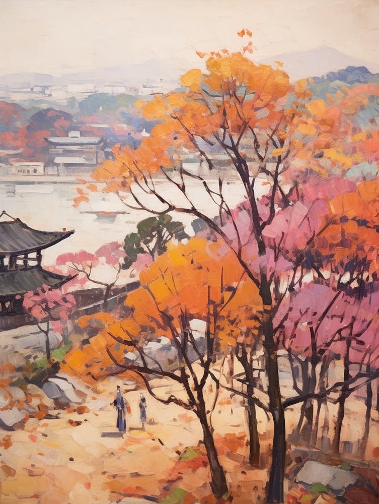 Autumn City Park Painting Hangang Park Seoul 2