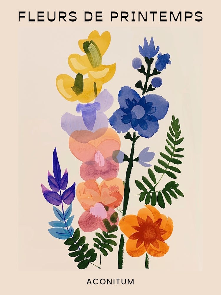 Spring Floral French Poster  Aconitum 2