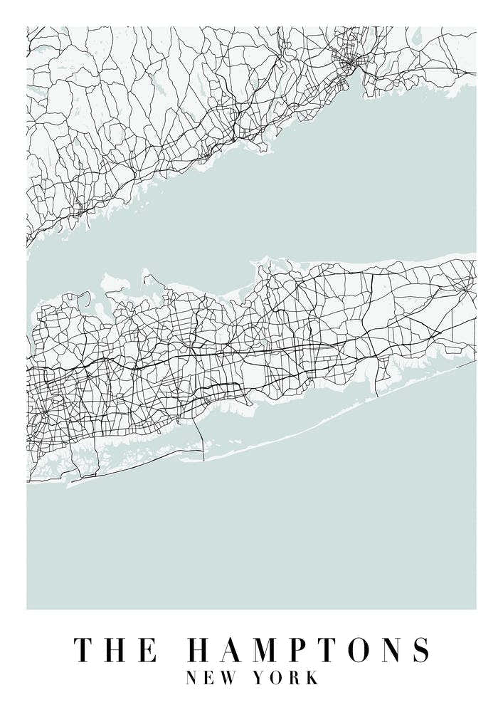 The Hamptons New York Street Map Minimal Color