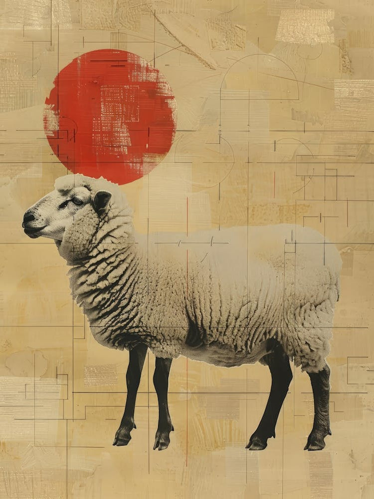 Sheep With Red Sun