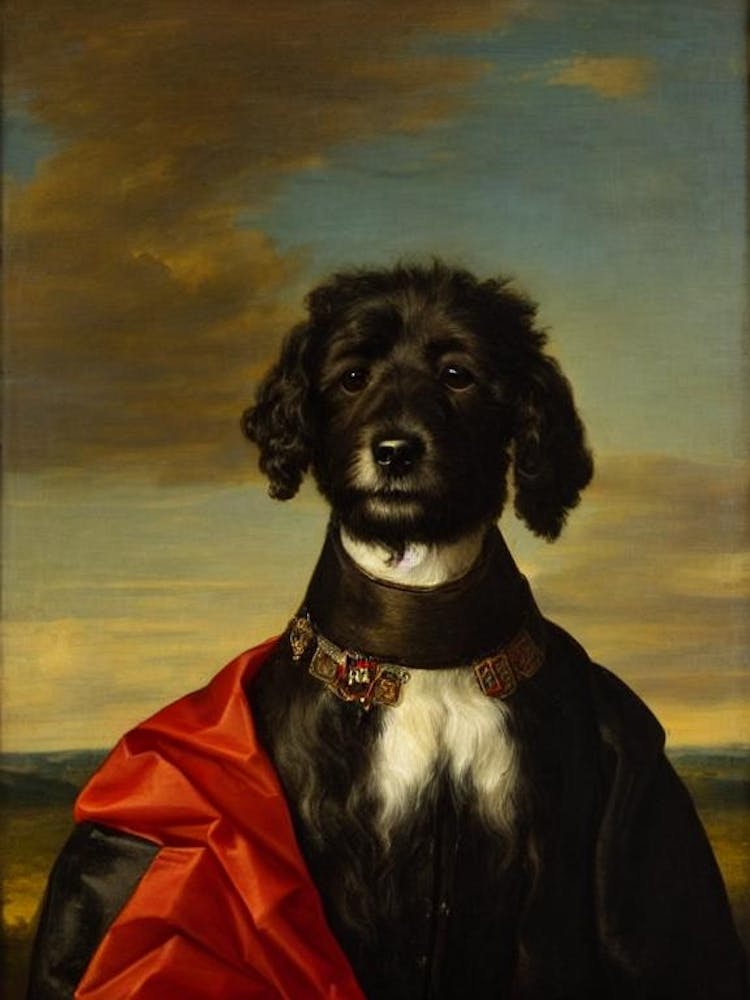 Spanischer Wasserhund Renaissance-Porträt Ölgemälde