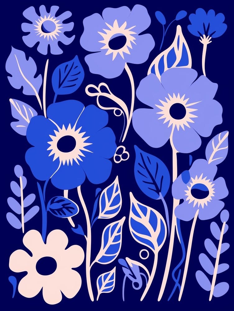 Blaue Blumenillustration Cineraria 1