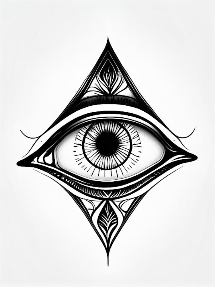 Clarity, Symbol, Third Eye Simple Black & White Illustration 1