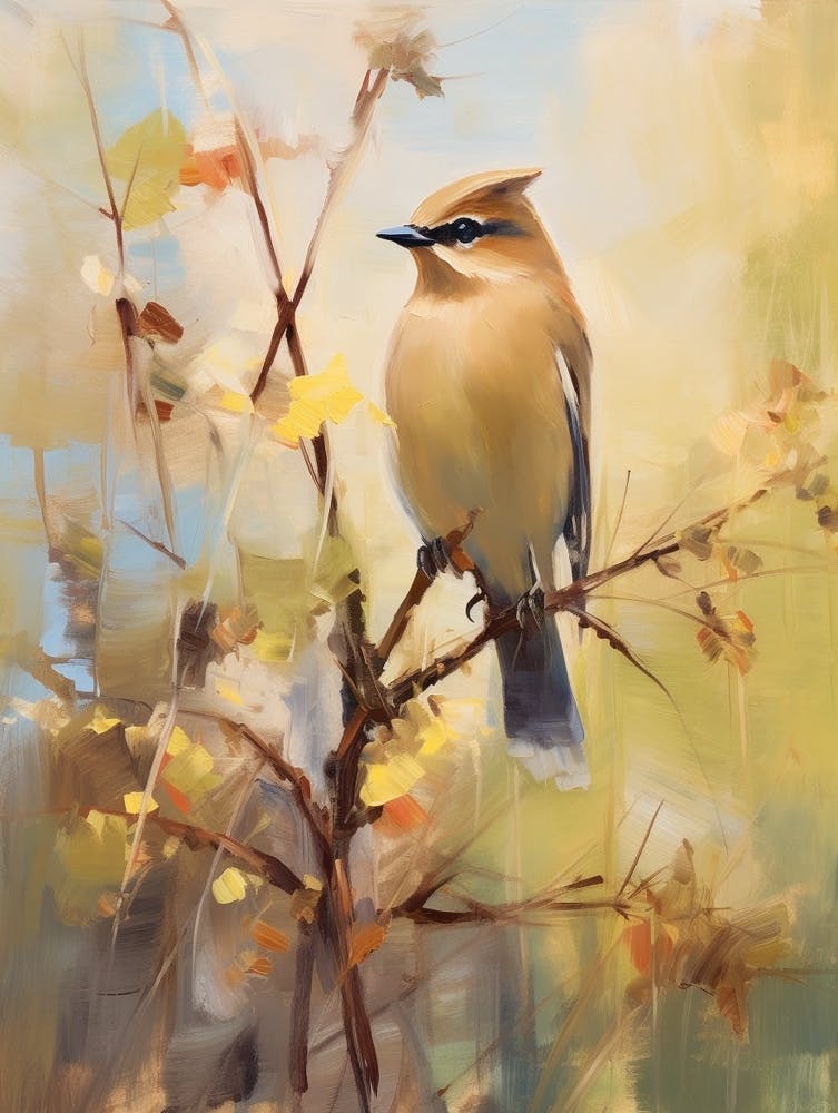 Bird Painting Cedar Waxwing 1