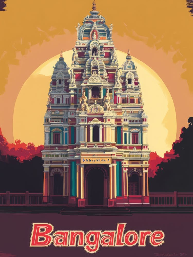 Aihrgdesign A Mid Century Modern Travel Poster For Bangalore