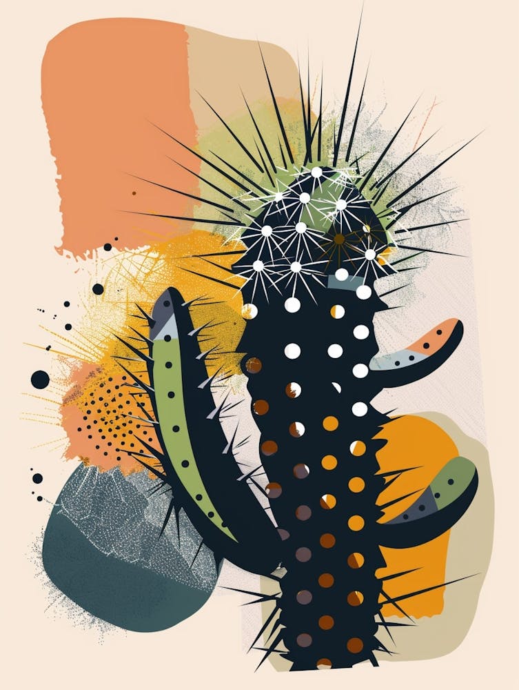 Echinocereus Cactus Minimalist Abstract 2