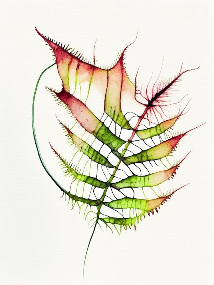Venus Flytrap Leaf Minimalist Watercolour 3